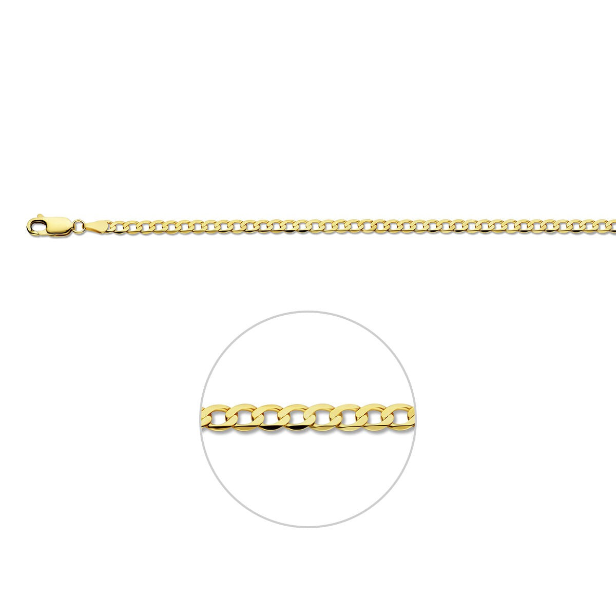 Bracciale in oro giallo 9k con maglia rolò di 3,3 mm di larghezza.