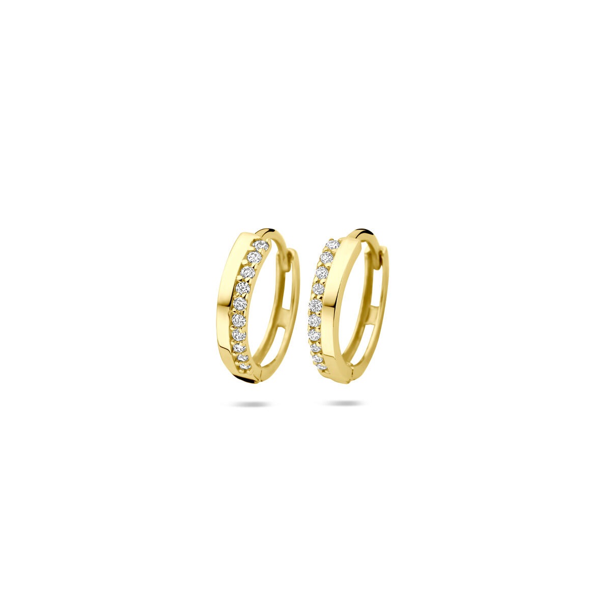 Orecchini alla creola in oro giallo 9k con zircone.