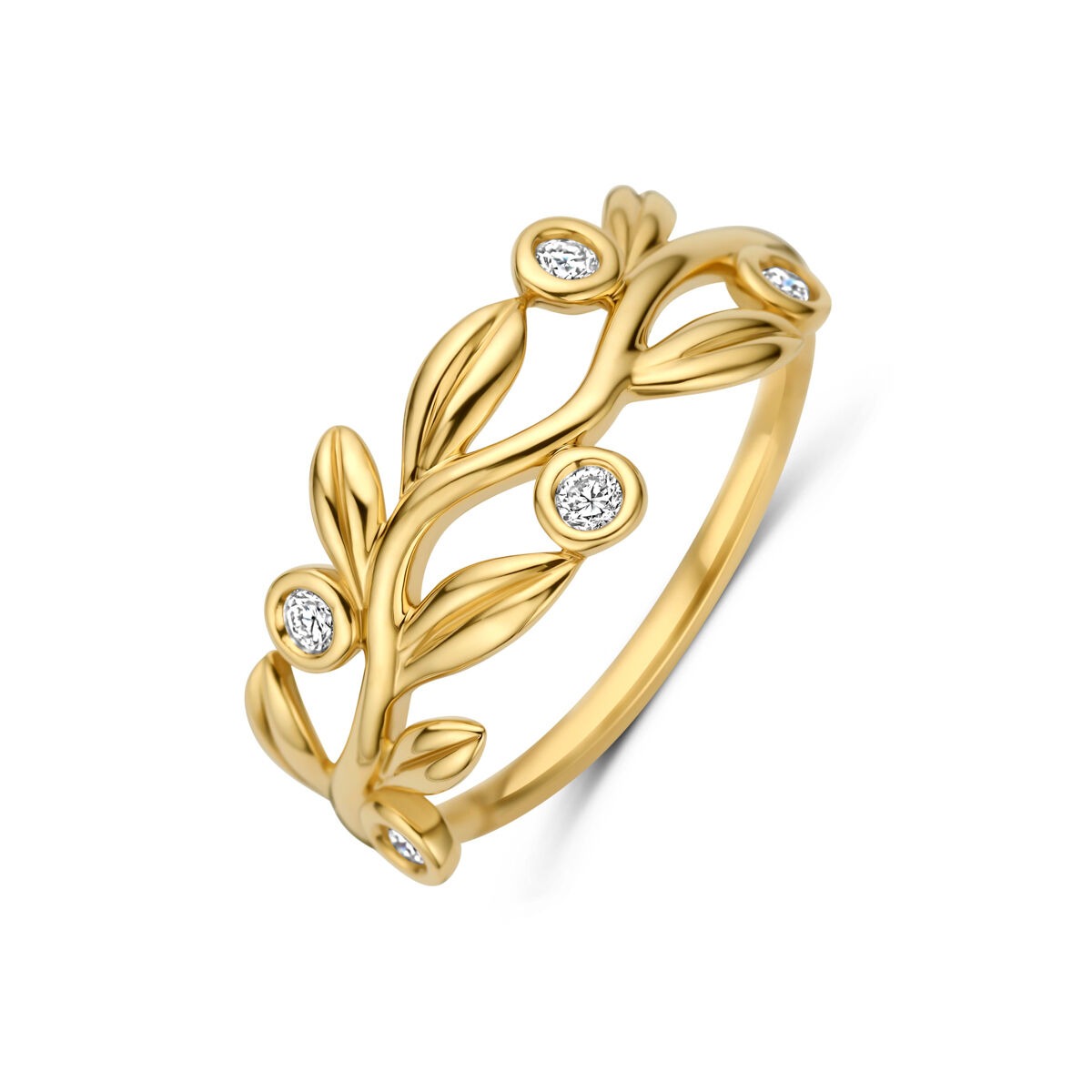 14k Geelgouden ring met lab grown diamant