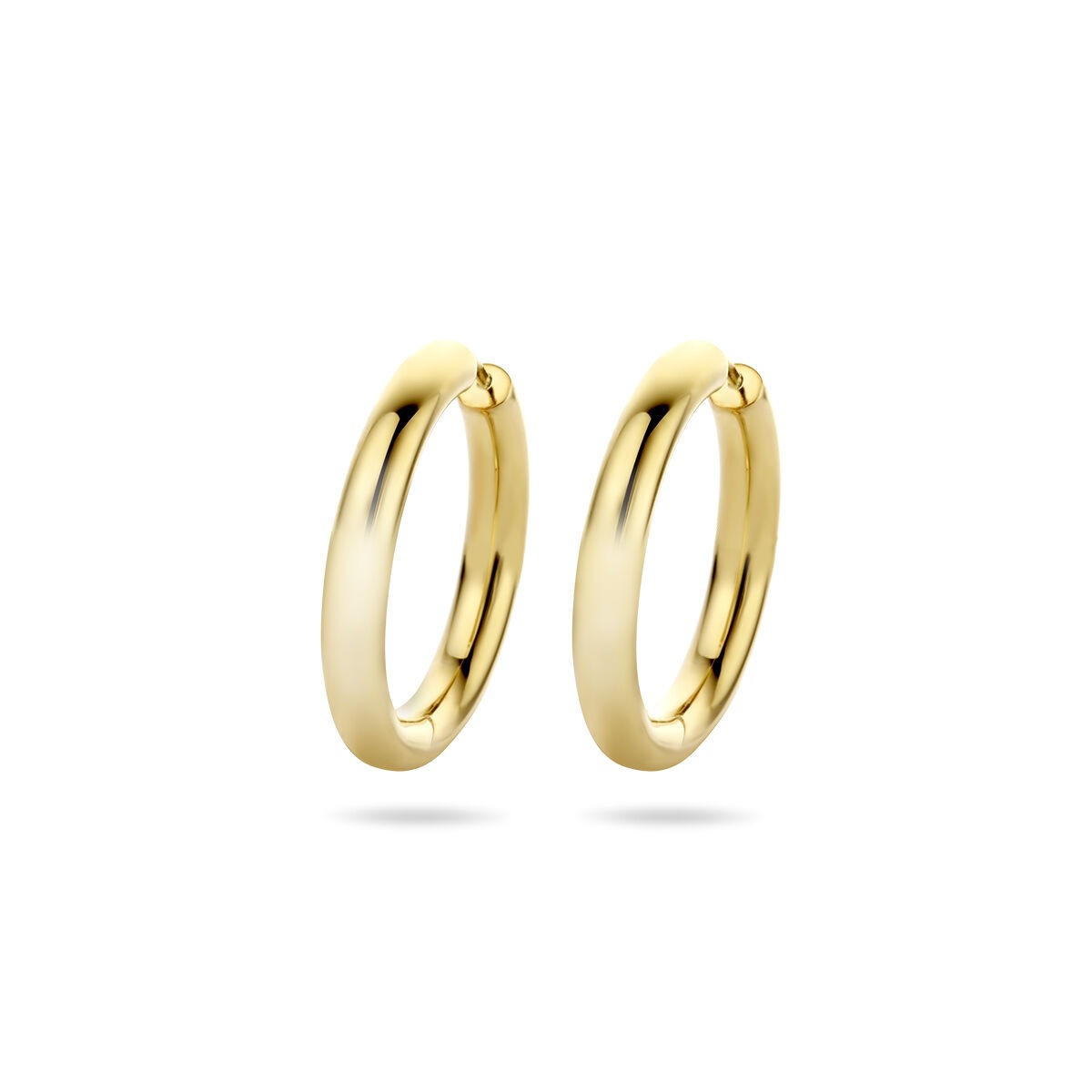 Vergulde zilveren klapoorringen in rond model, 28x4 mm, met een glanzende afwerking.