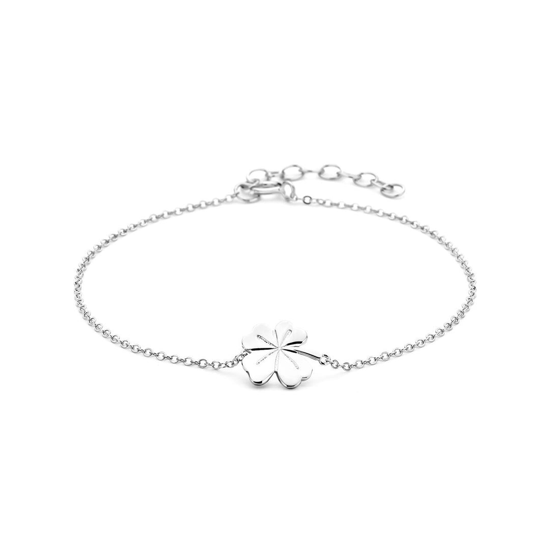 Klaverarmband in gerhodineerd zilver – dames armband
