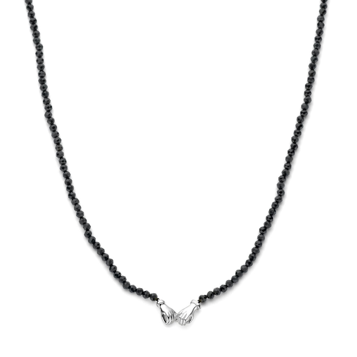 Collana in argento rodiato 925 con perline nere di onice.