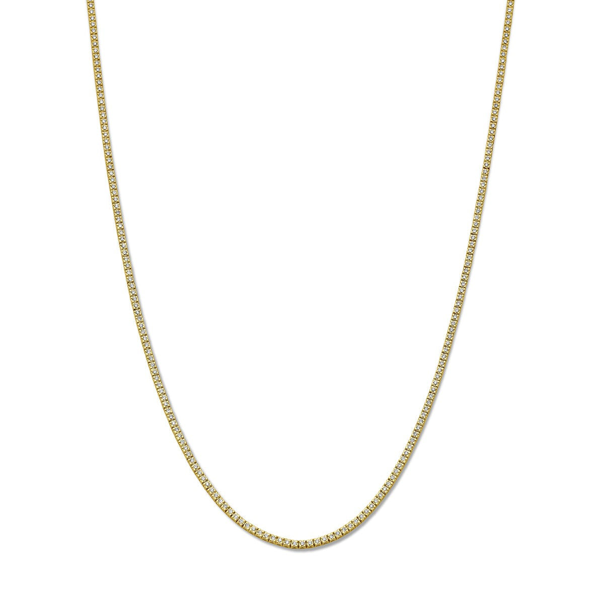 Collana tennista in oro giallo 14k con diamanti da 3.00ct.