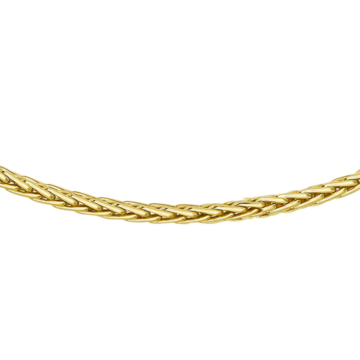 Geelgouden vossestaart collier met een gevlochten structuur en een zilveren kern.