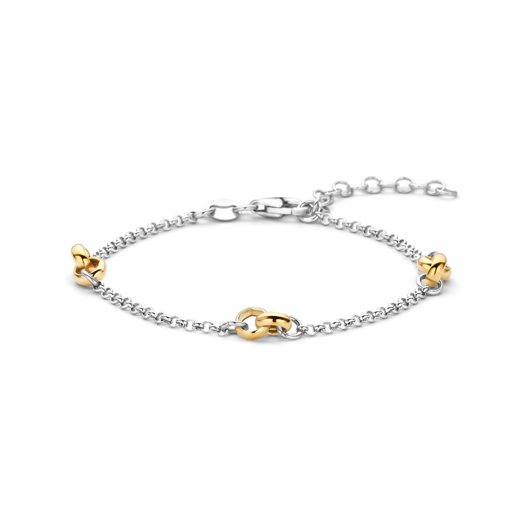Verguld geel en gerhodineerd zilveren schakelarmband