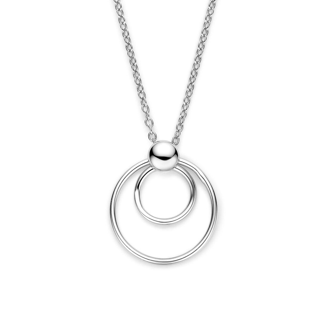 Gerhodineerd 925 zilveren collier met ronde hanger