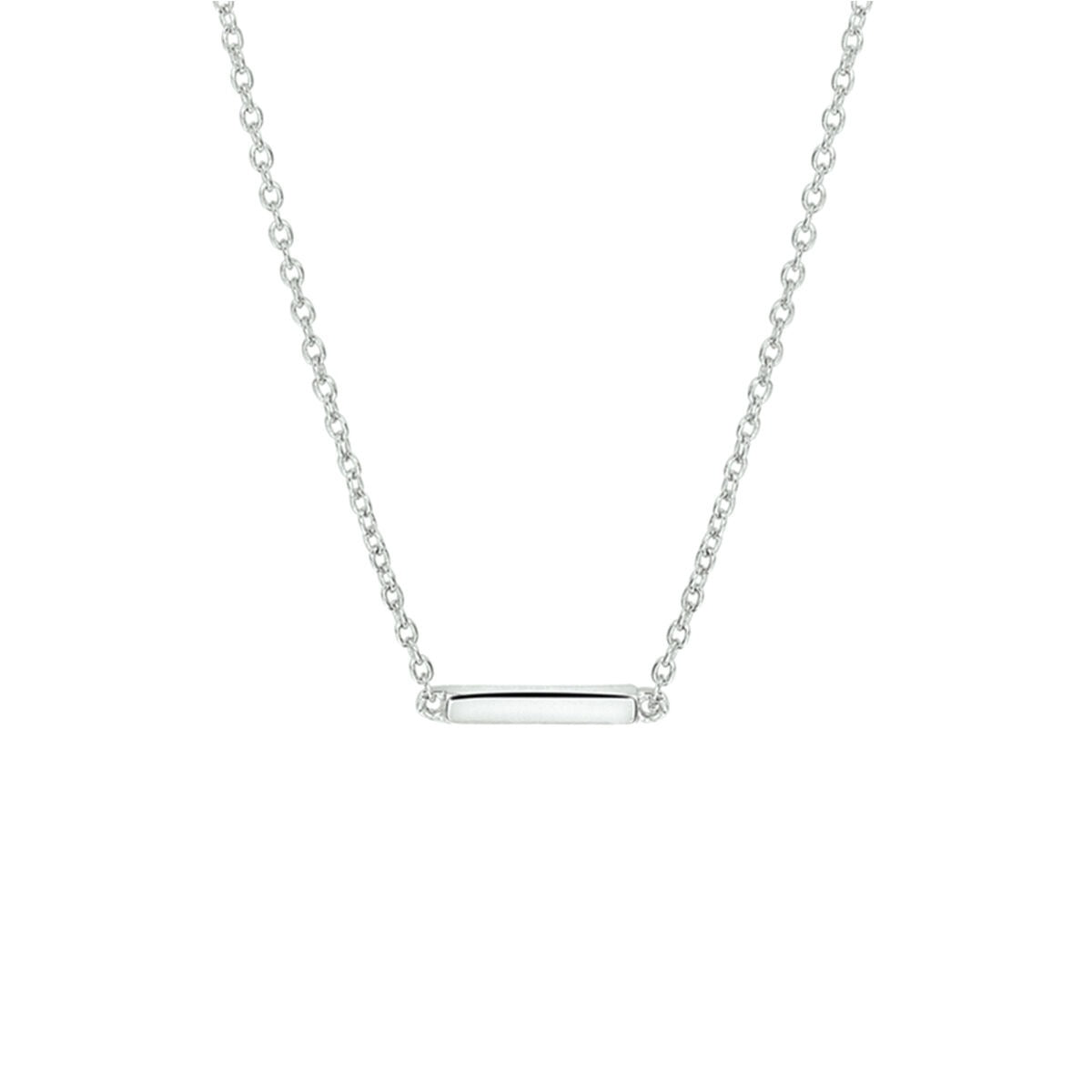 Collana in argento rodiato con un elemento a barra centrale.