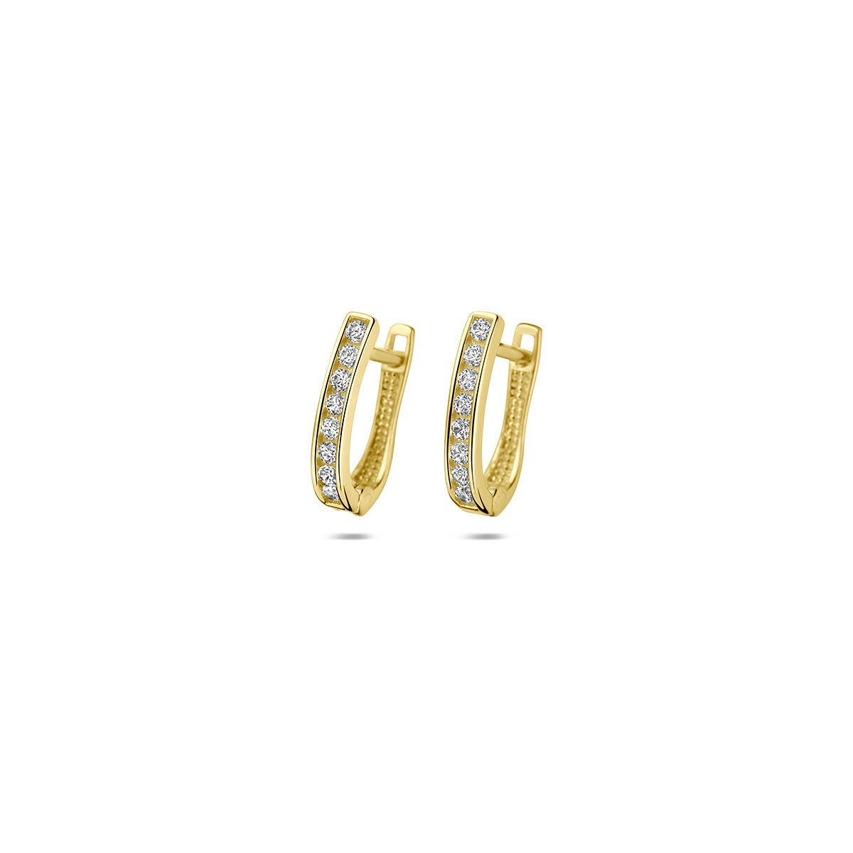 Orecchini alla creola in oro giallo 9k con zircone.