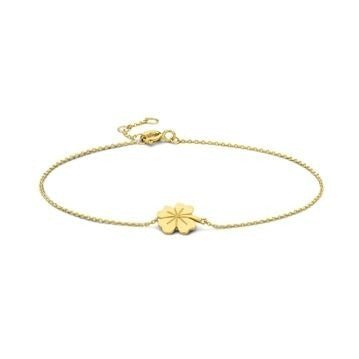 Bracciale in oro 9k con ciondolo a forma di quadrifoglio.