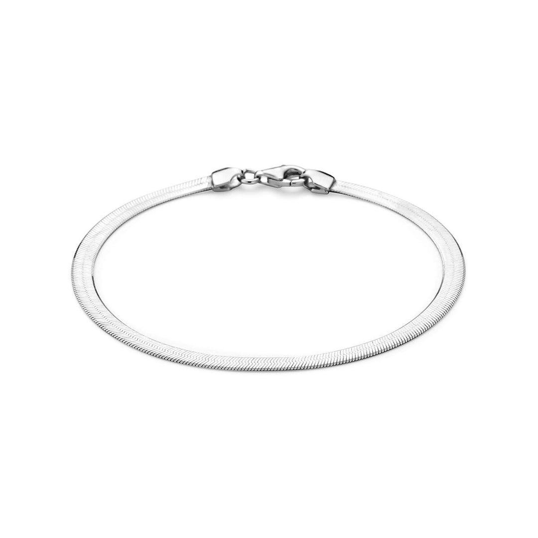 Gerhodineerd 925 zilveren damesarmband met platte slangschakel
