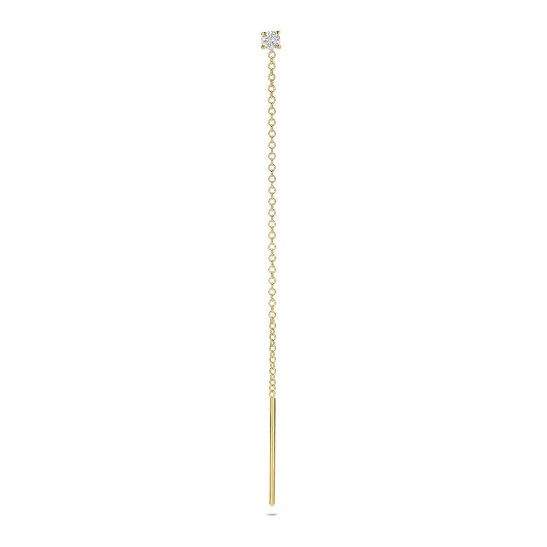 14k Geelgouden doortrekoorbel met diamant