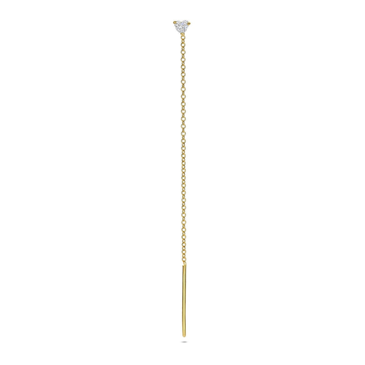 Orecchino a catenella in oro giallo 14k con diamante a forma di cuore