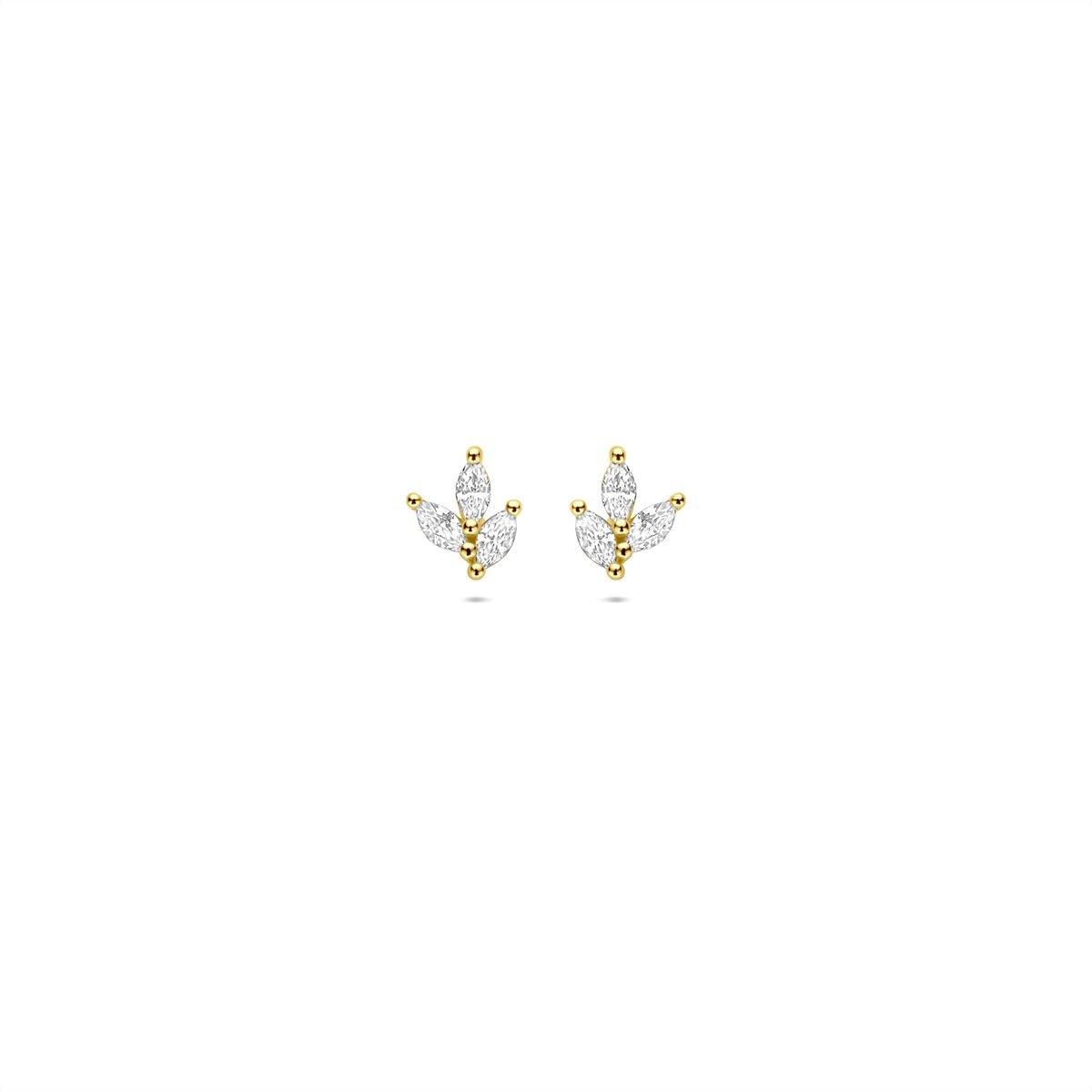 Orecchini in argento dorato con zirconi a forma di marquise.