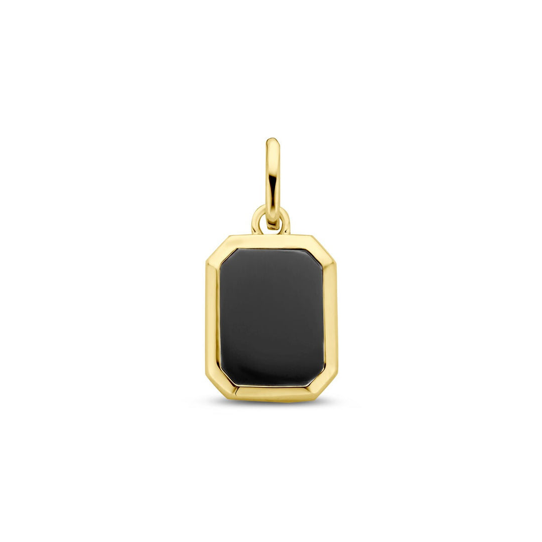 Verguld zilveren hanger met onyx – 20 mm
