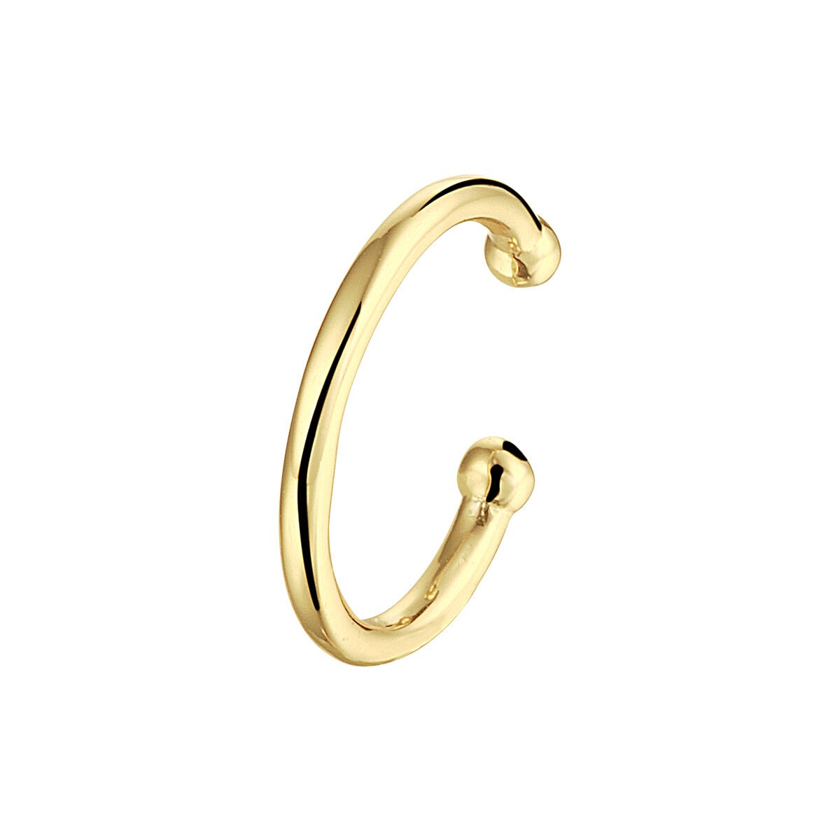 Vergulde zilveren earcuff met een moderne, gladde afwerking en ronde uiteinden.