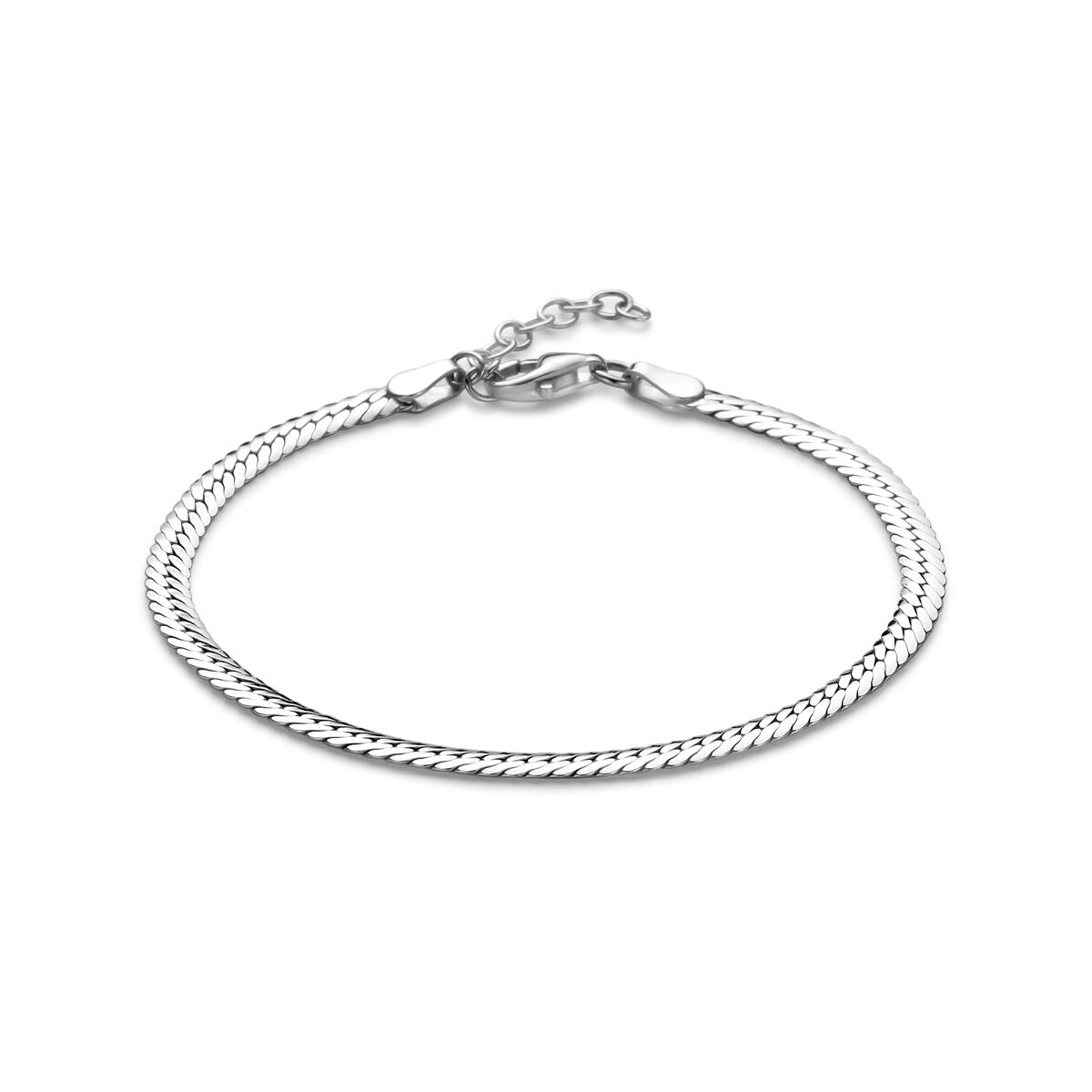 Zilveren gourmet armband met een gerhodineerde afwerking en een stevige sluiting.