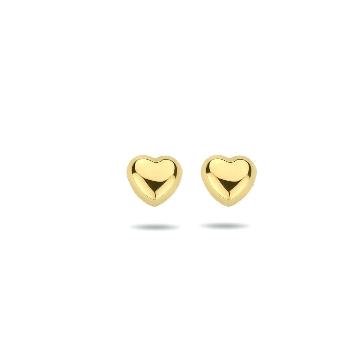 Orecchini a forma di cuore in oro giallo 9 carati, dimensione 5,5 mm.
