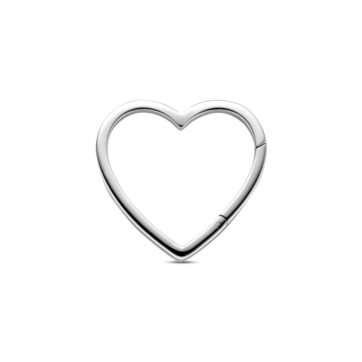 Connector a forma di cuore in argento rodiato.