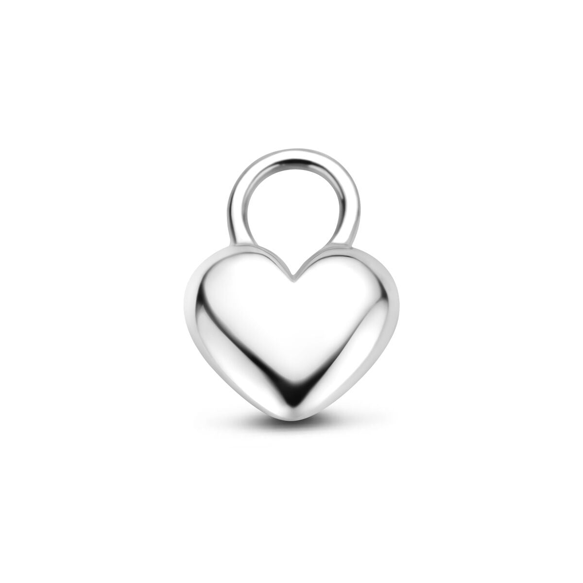 Ciondolo a forma di cuore in argento rodiato.