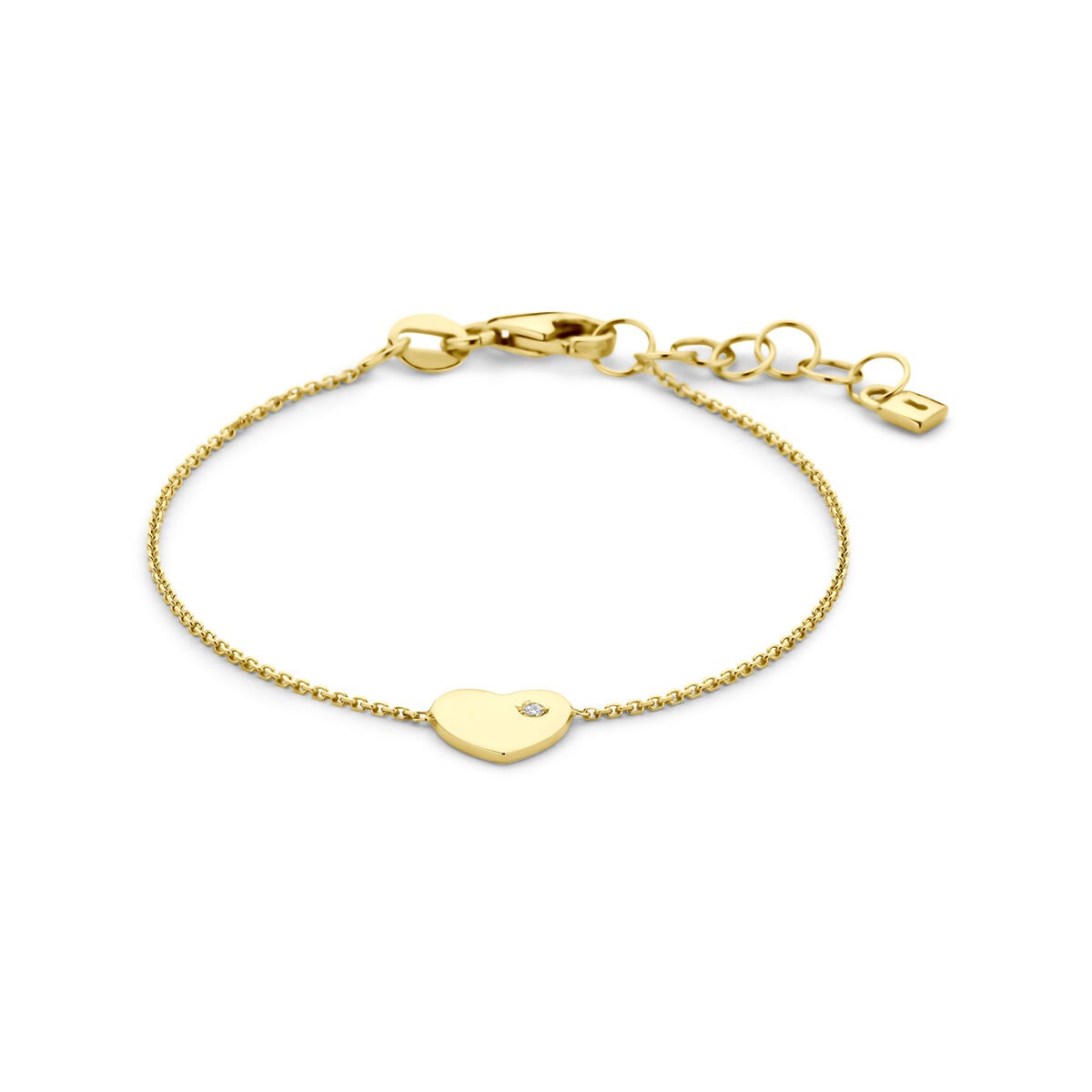 Bracciale in oro giallo 9k con cuore e zircone.