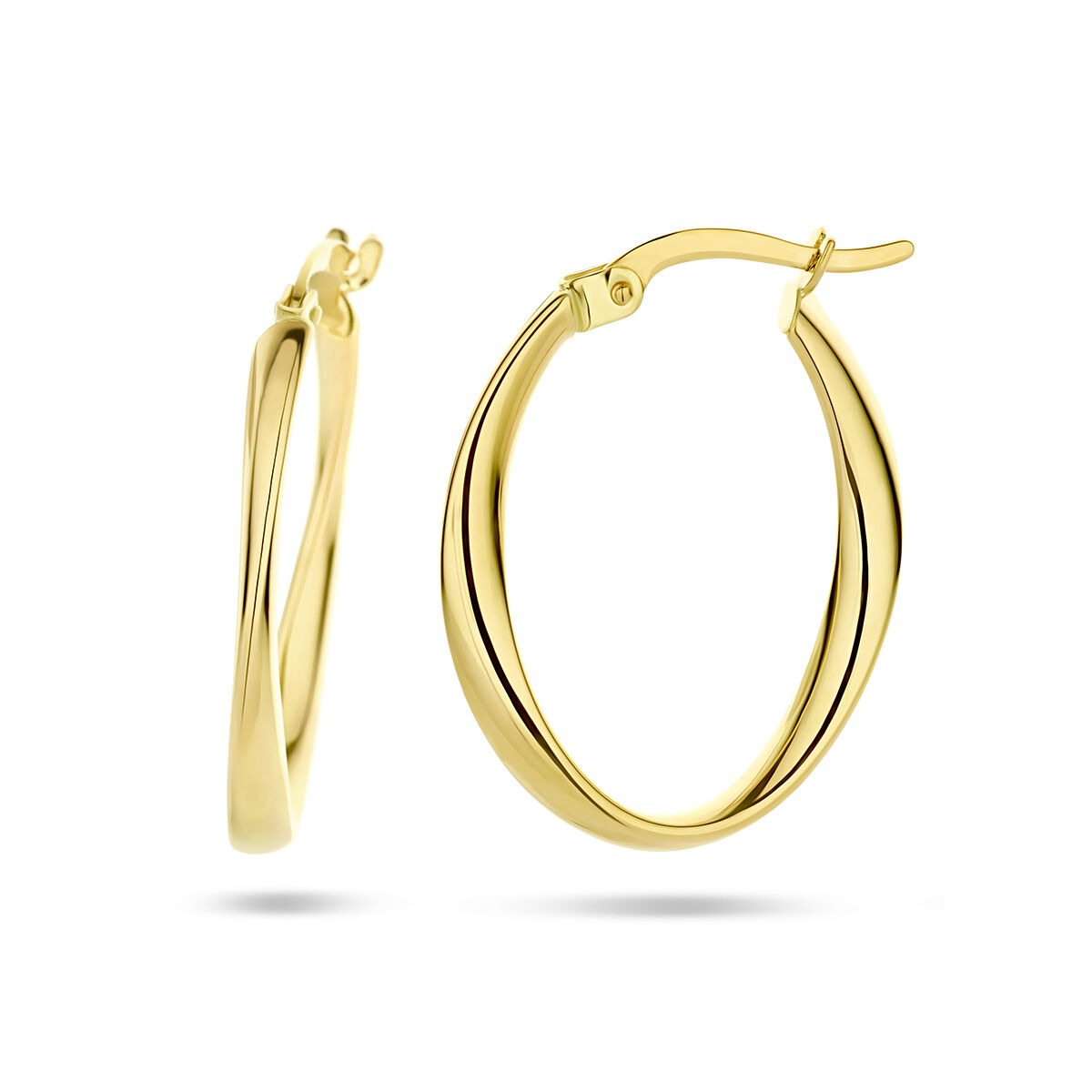 Orecchini a cerchio 9k tubo ovale ritorto 24 mm 9K oro giallo