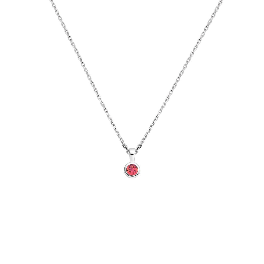 Gerhodineerd 925 zilveren collier met roze toermalijn geboortesteen
