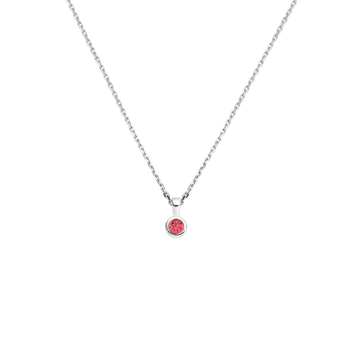 Gerhodineerd 925 zilveren collier met roze toermalijn geboortesteen