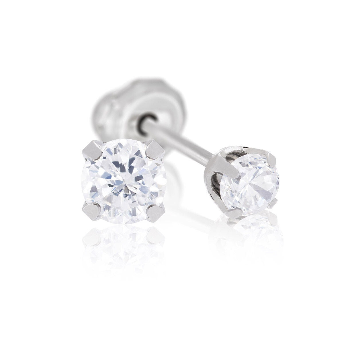 Orecchini a pistola Inverness in acciaio chirurgico con zirconia 3 mm