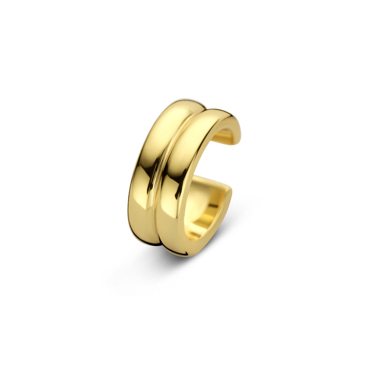 Orecchino cuff in argento dorato con design elegante e finitura lucida.