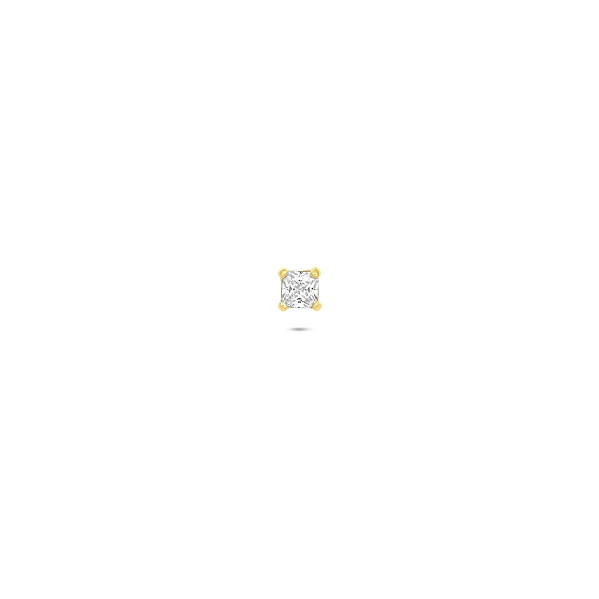 Piercing in oro 14k con zircone, forma quadrata, dimensione 2,5 mm.