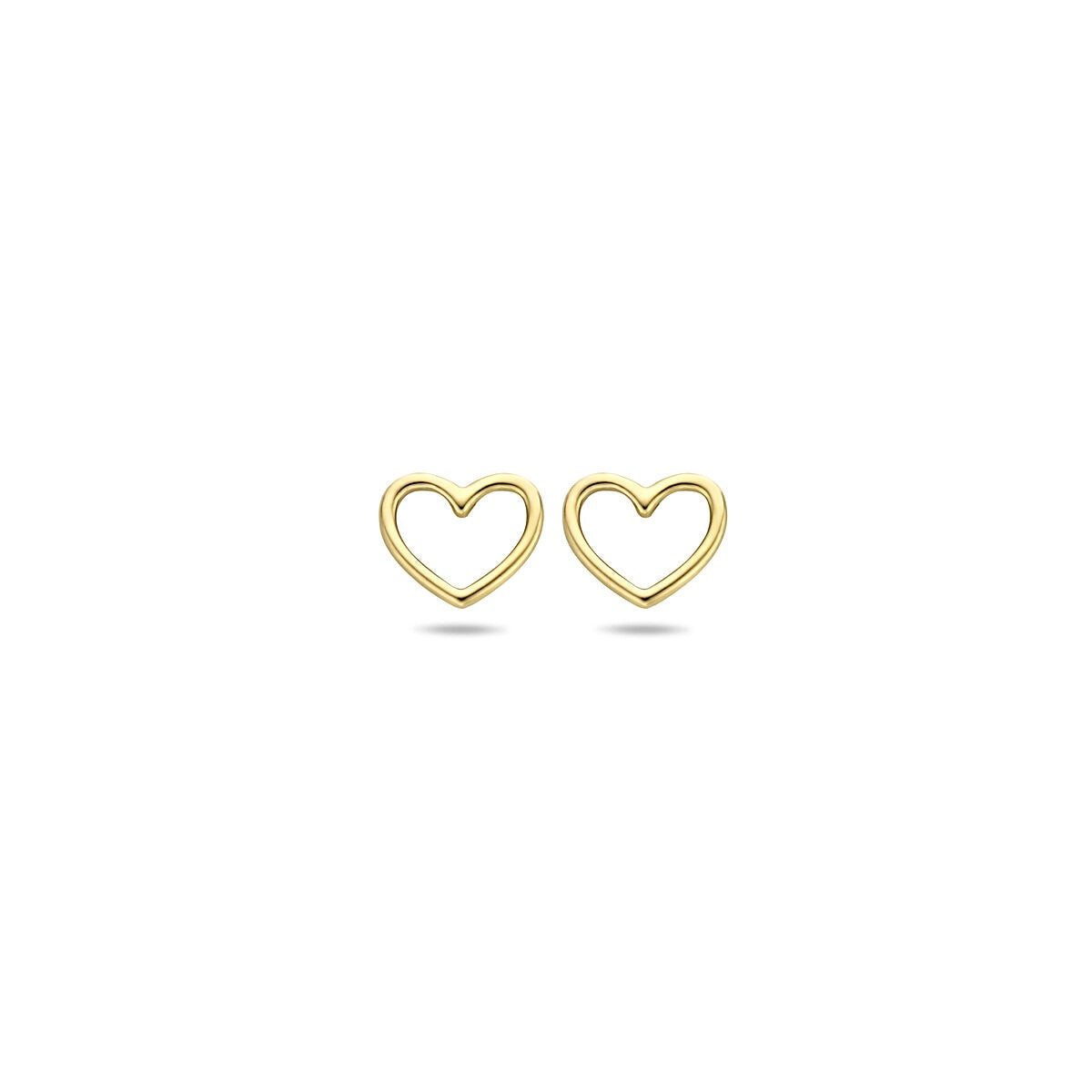 Orecchini a forma di cuore in oro giallo 9k, dimensioni 5x5,5 mm.
