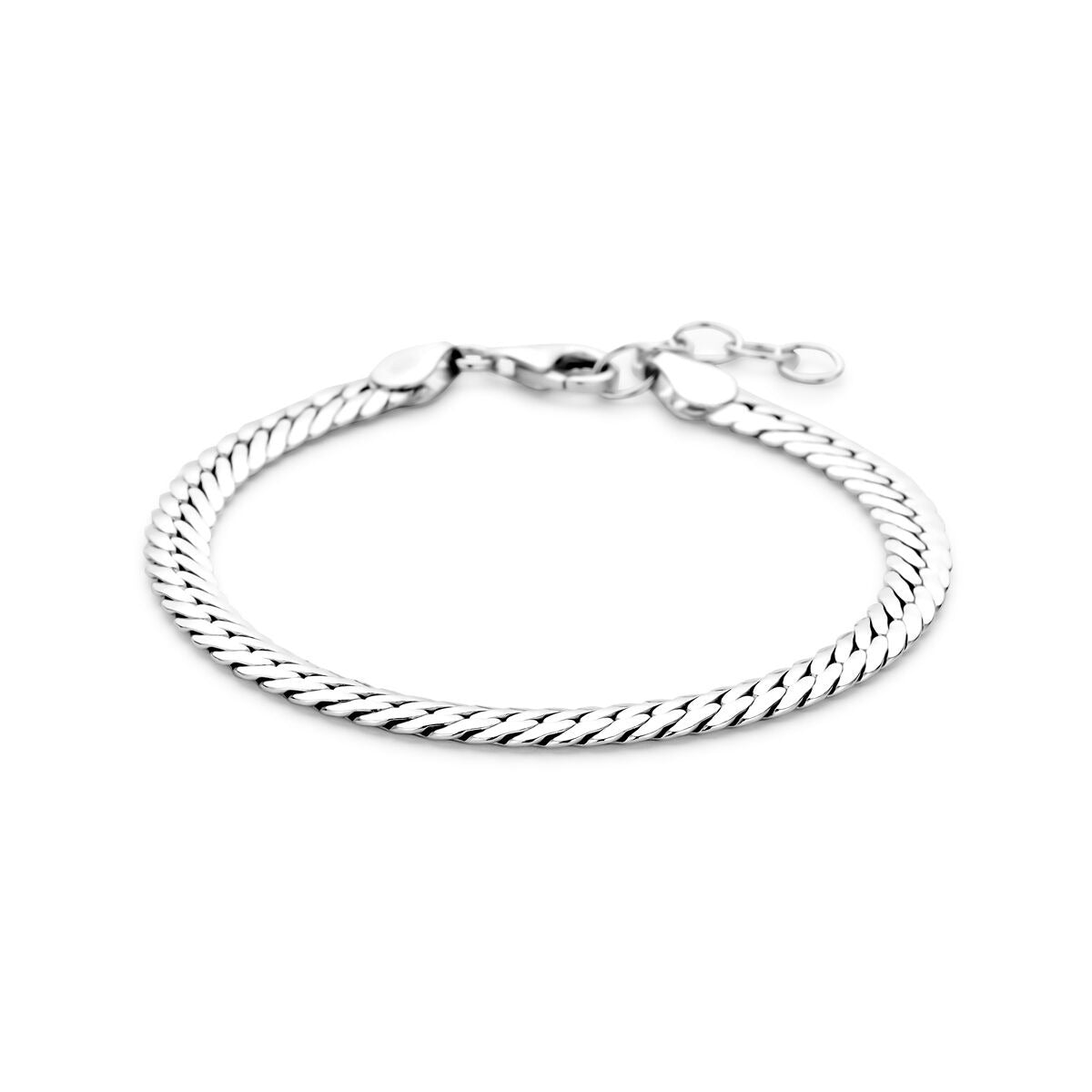 Gerhodineerde 925 zilveren armband met gourmette schakel, 17–20 cm, met een glanzende afwerking.