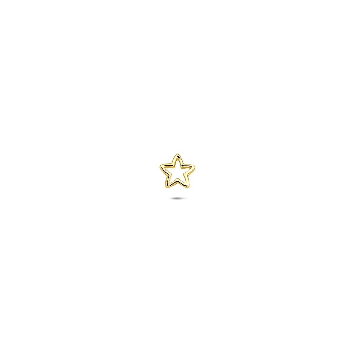 Piercing in oro giallo 14k a forma di stella, design sottile e luminoso.
