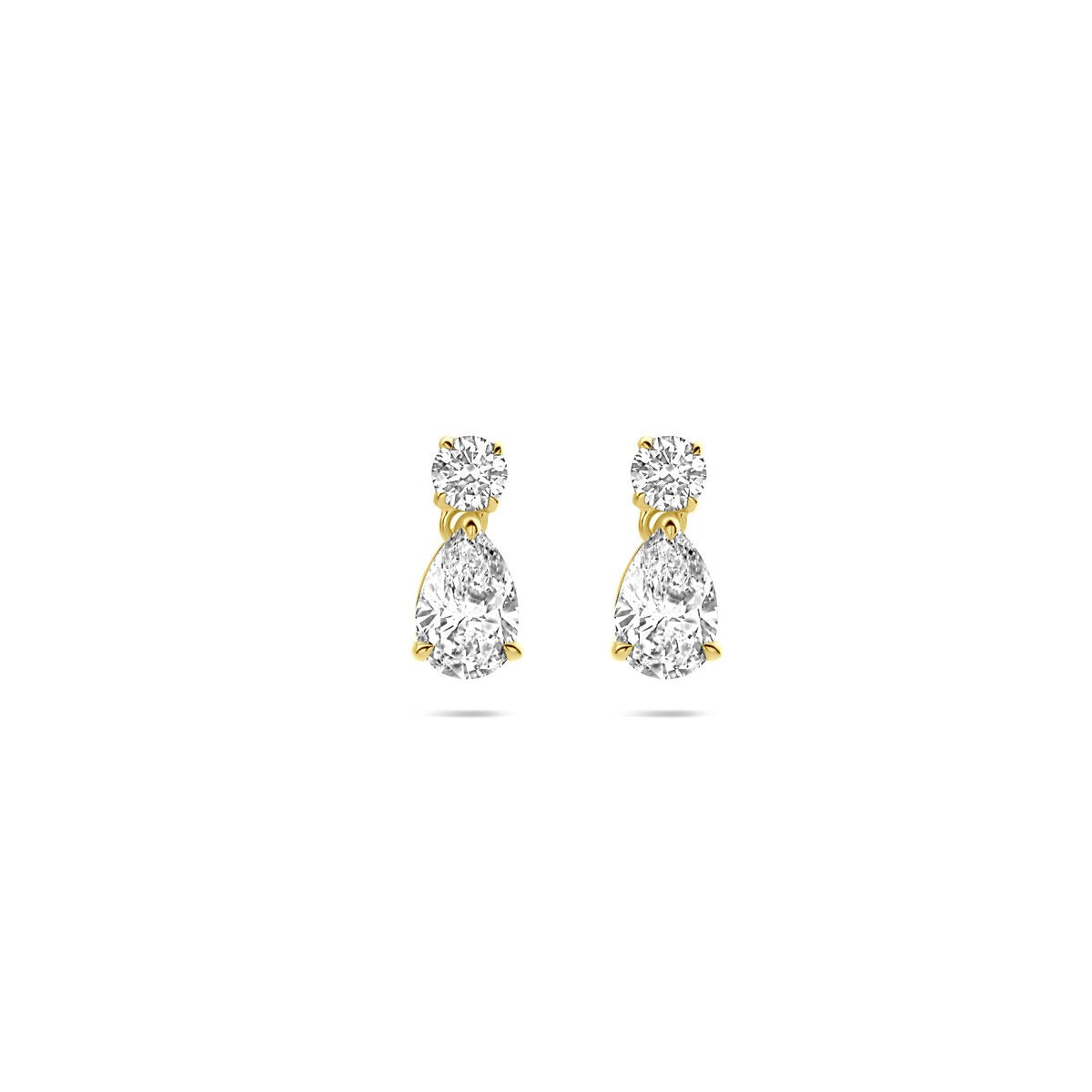 Orecchini in oro giallo 14k con diamanti a forma di pera lab-grown da 1,25 ct.