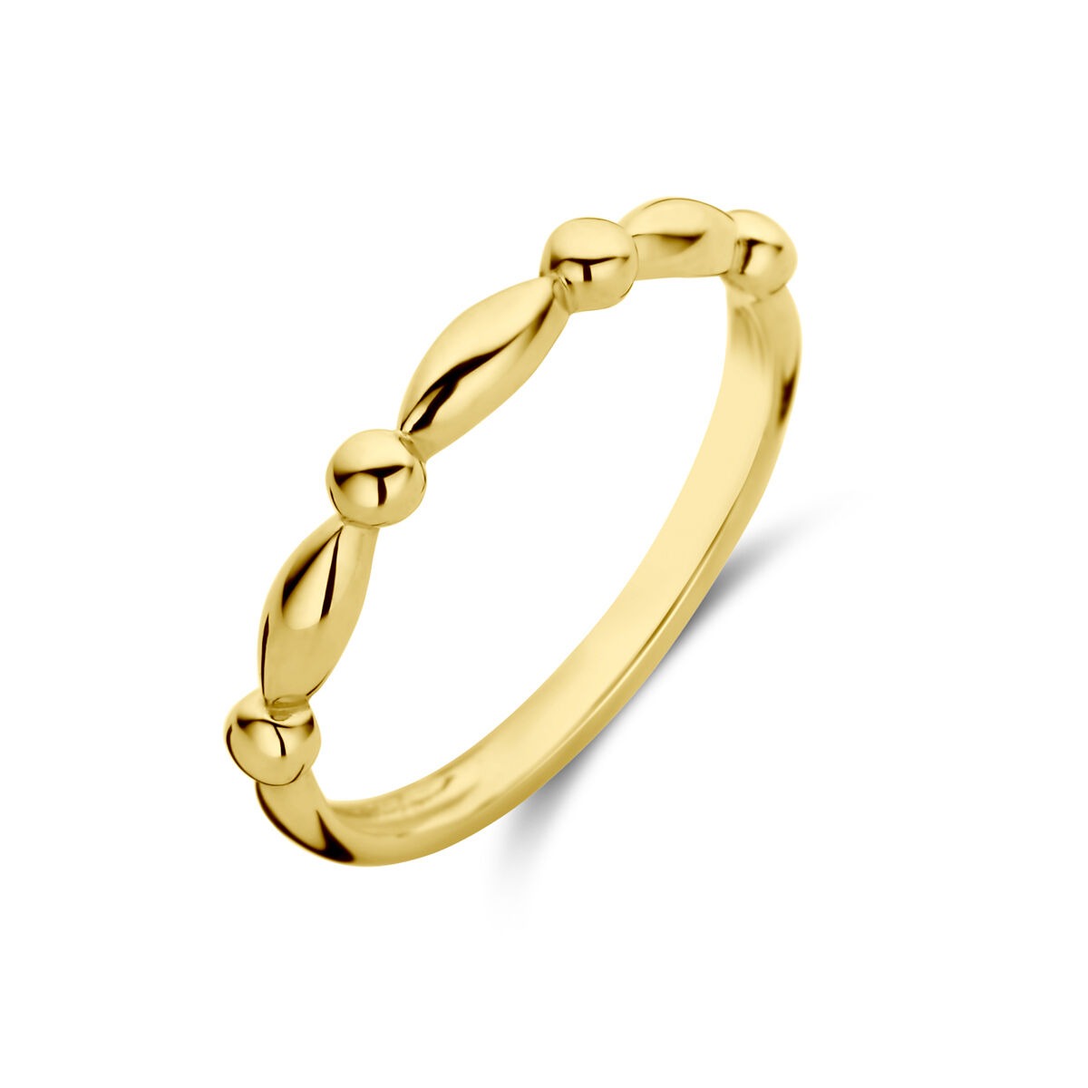 Anello in oro giallo 9k con dettagli ovali e sfere.