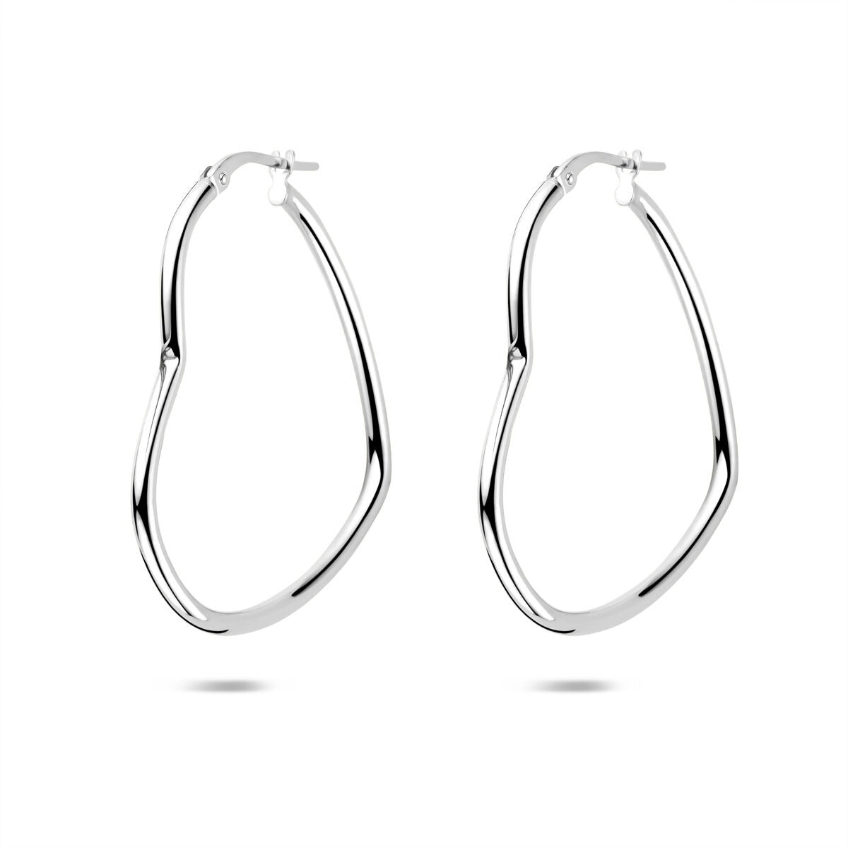 Orecchini a cerchio in argento a forma di cuore – argento 925 rodiato