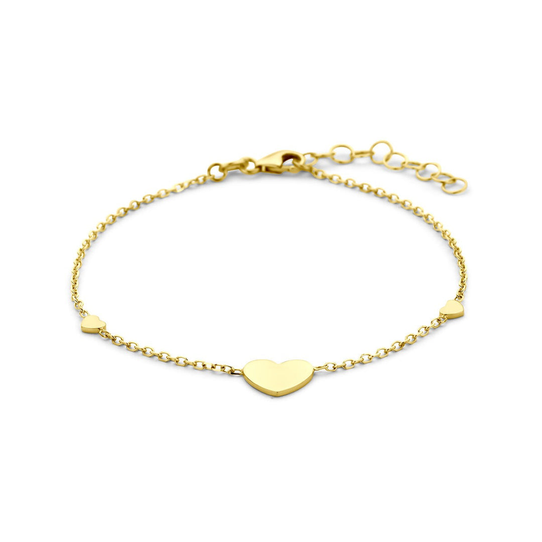 14k Geelgouden armband met hartjes