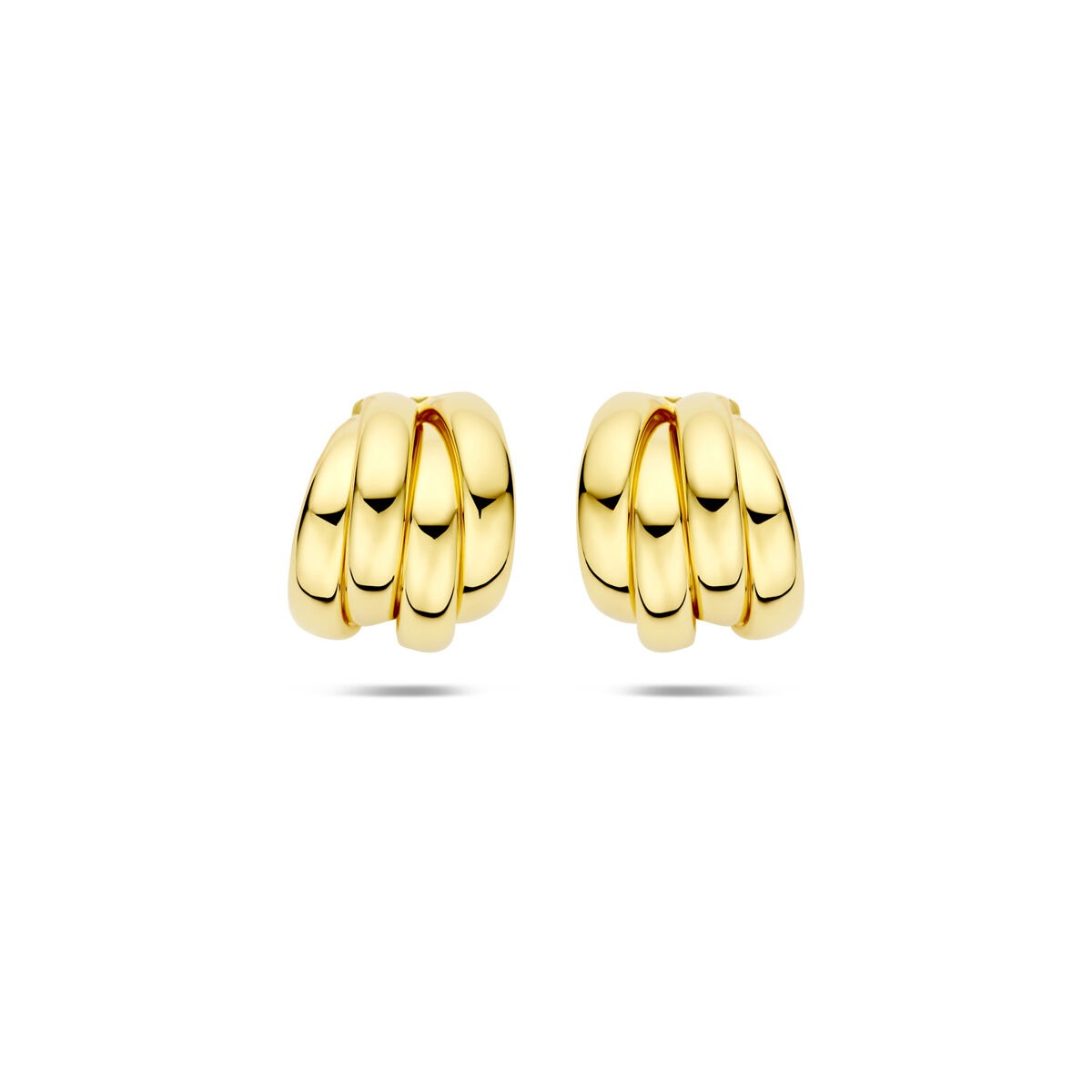 Orecchini a stecca in argento 925 dorato, forma ondulata, dimensioni 15 x 12,5 mm.