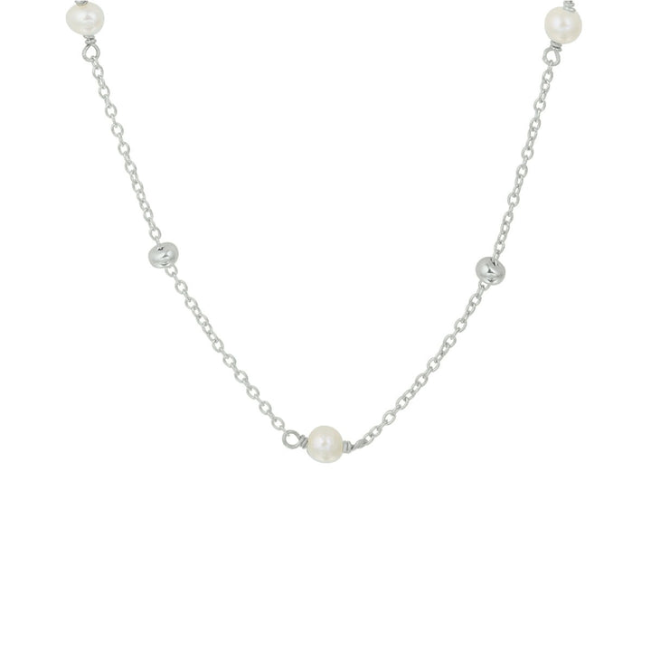 collier parel 41 + 4 cm zilver gerhodineerd
