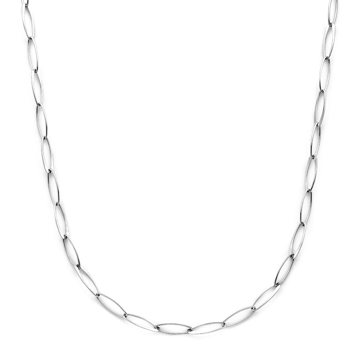 Collana anker in argento rodiato, maglie ovali di 6 mm, lunghezza 45 cm.