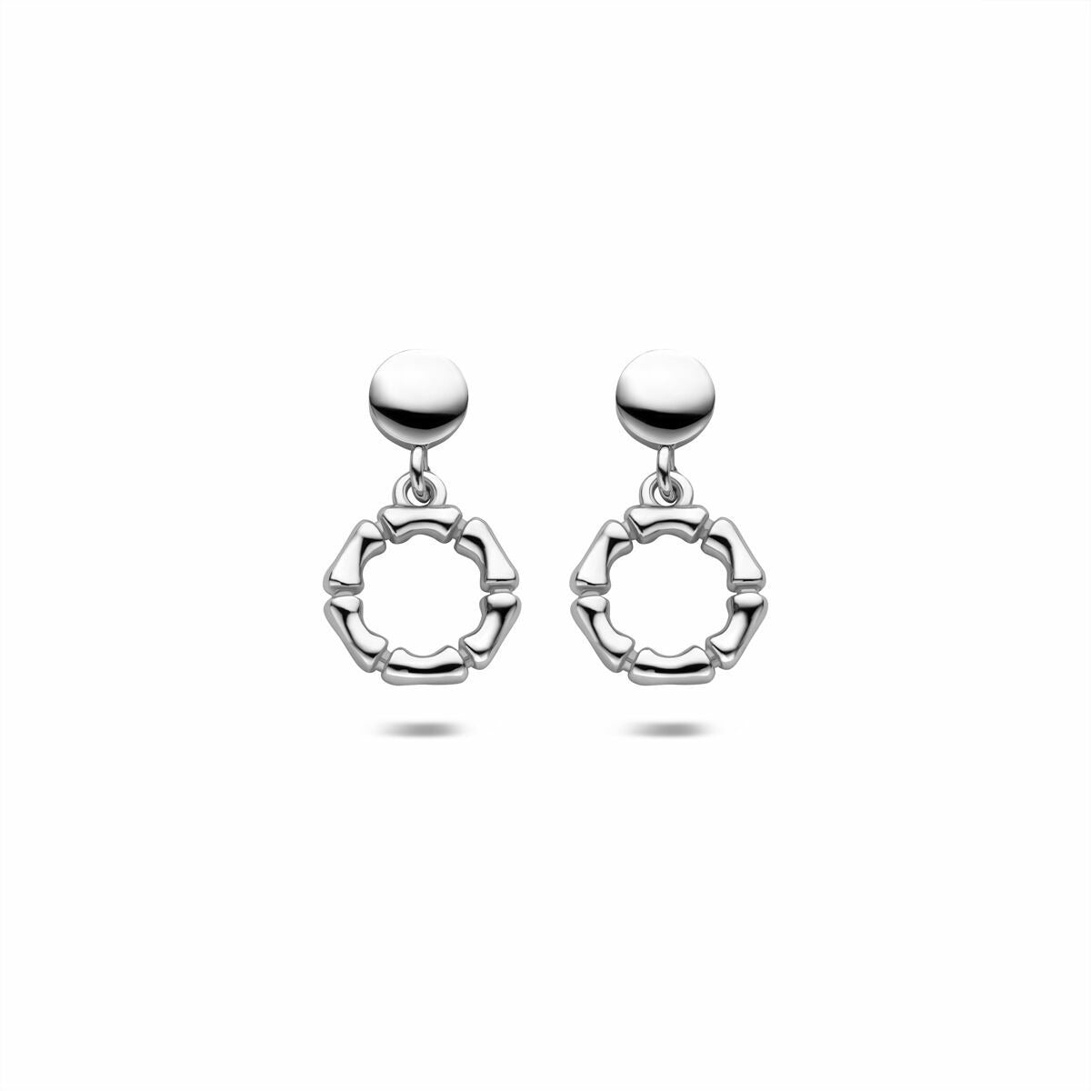 Orecchini da donna in argento 925 rodiato, con pendente a forma di cerchio, diametro 18 mm.