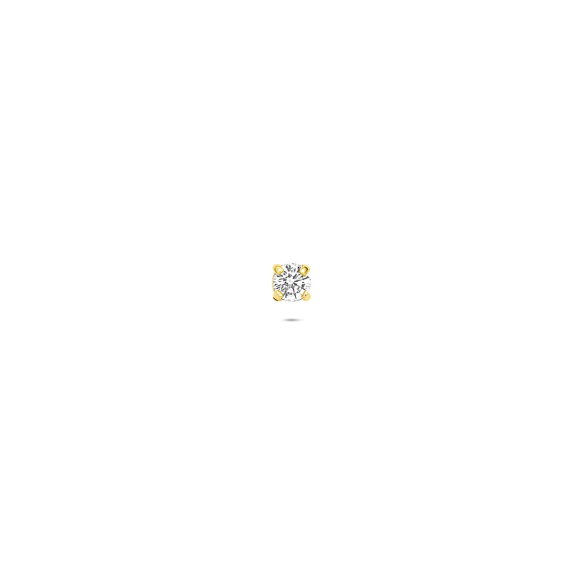 Piercing in oro giallo 14k con zircone, forma quadrata e finitura liscia.