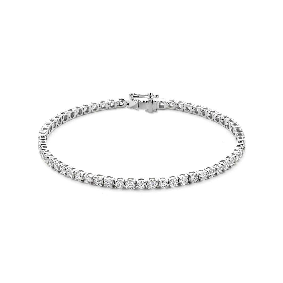 Bracciale in oro bianco 14k con diamanti coltivati in laboratorio, design tennis.