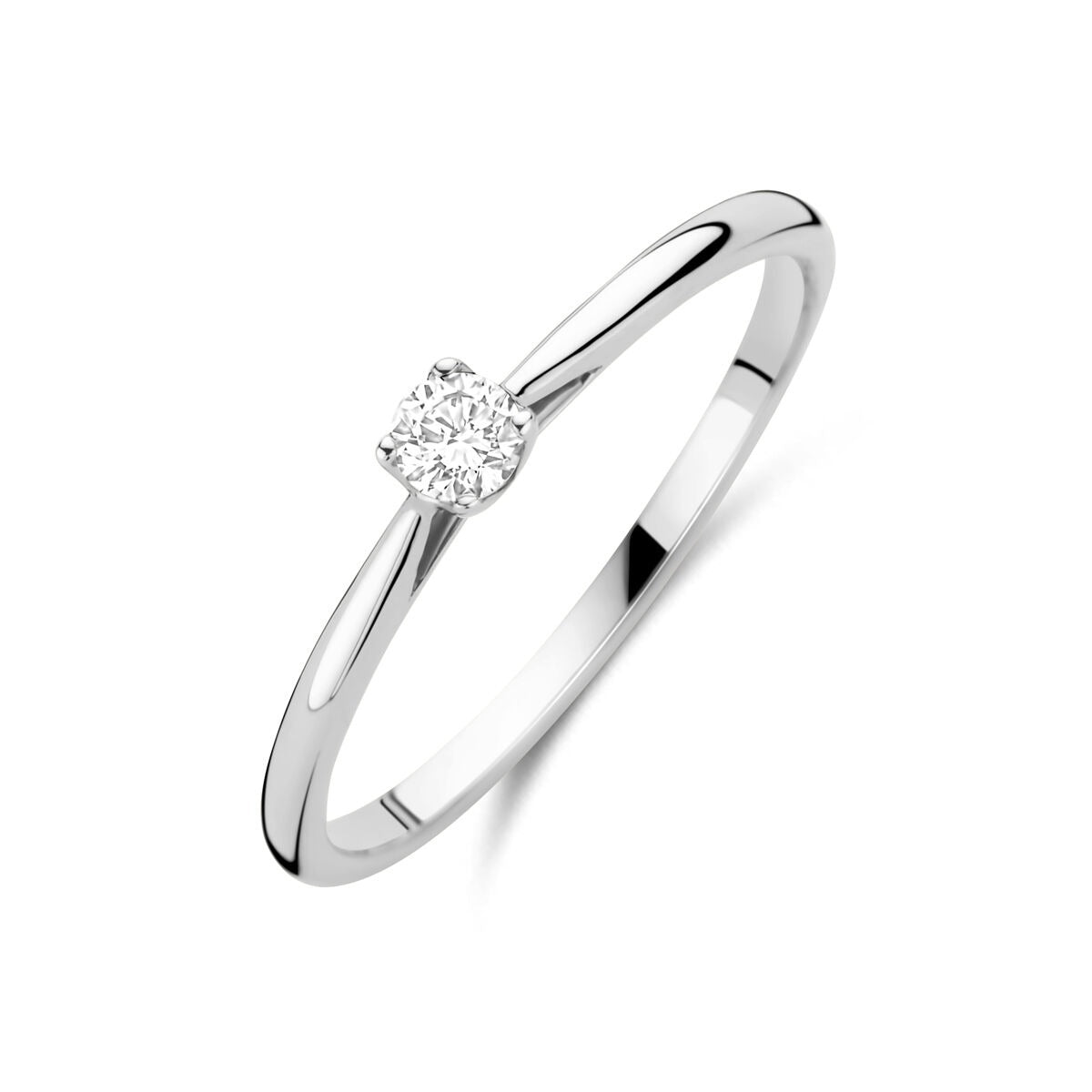 Anello da donna in oro bianco 14k con diamante lab-grown da 0,10 ct.