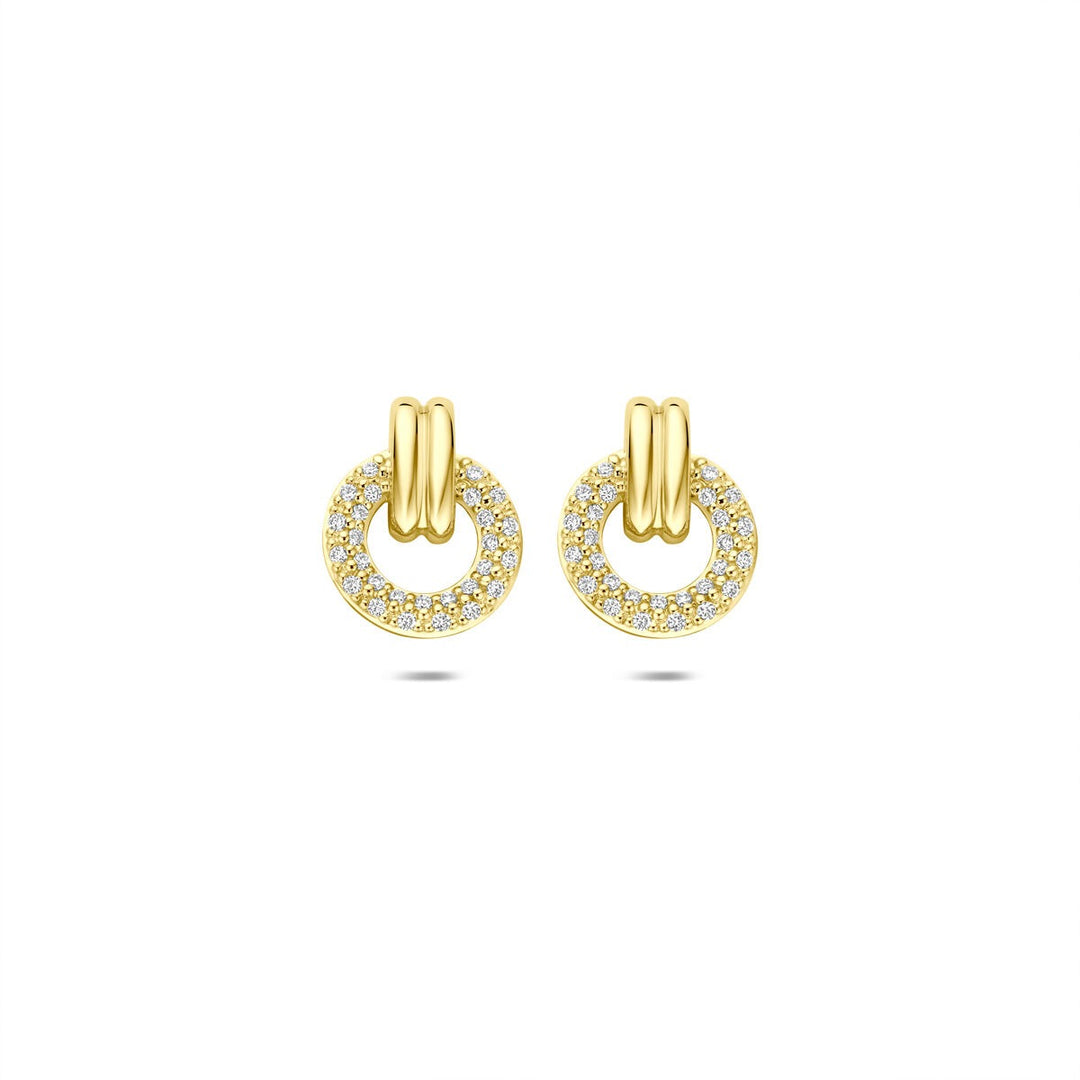 Gouden oorknopjes 14k met briljant geslepen diamant