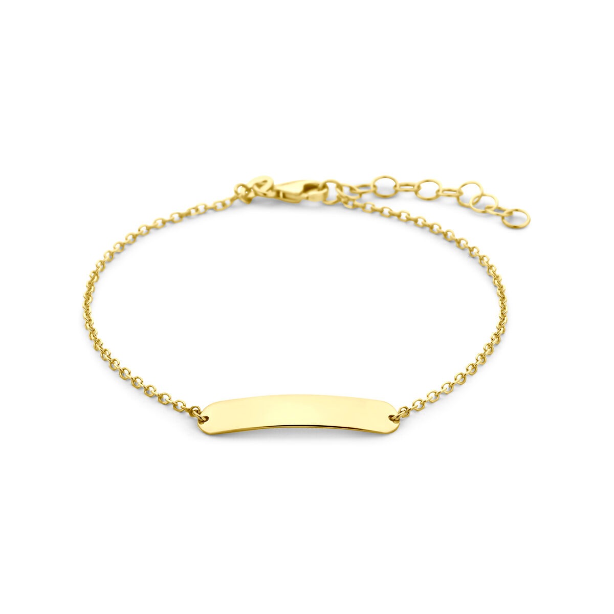 Bracciale in oro giallo 9k con piastrina liscia per incisione.