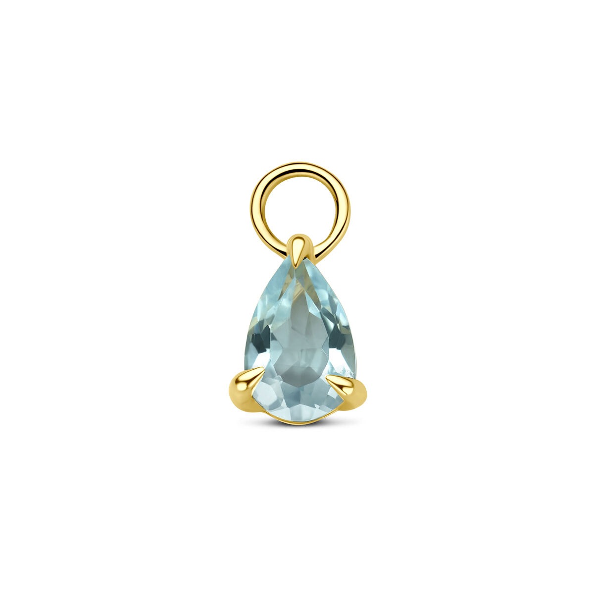 Orecchino a goccia in oro giallo 14k con topazio blu.