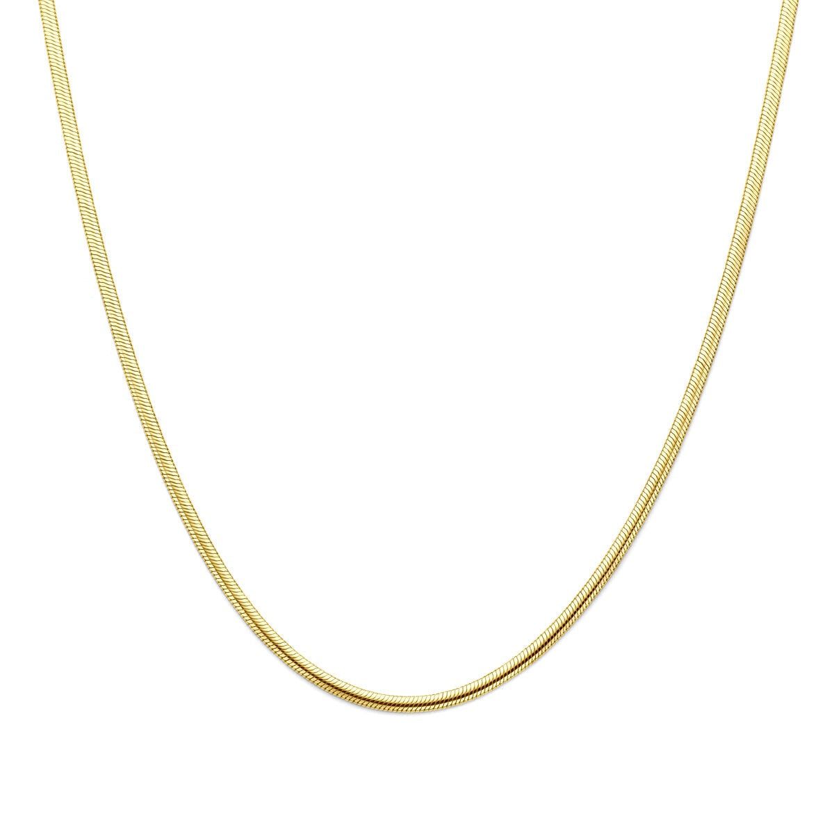 14k geelgouden collier met een gladde, ronde vorm en een zilveren kern.