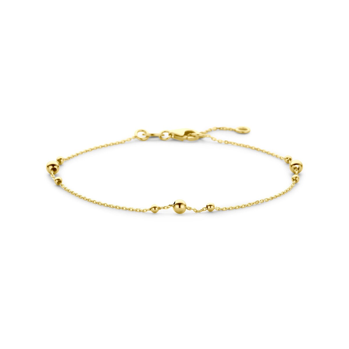 Bracciale in oro giallo 14k con perline decorative.