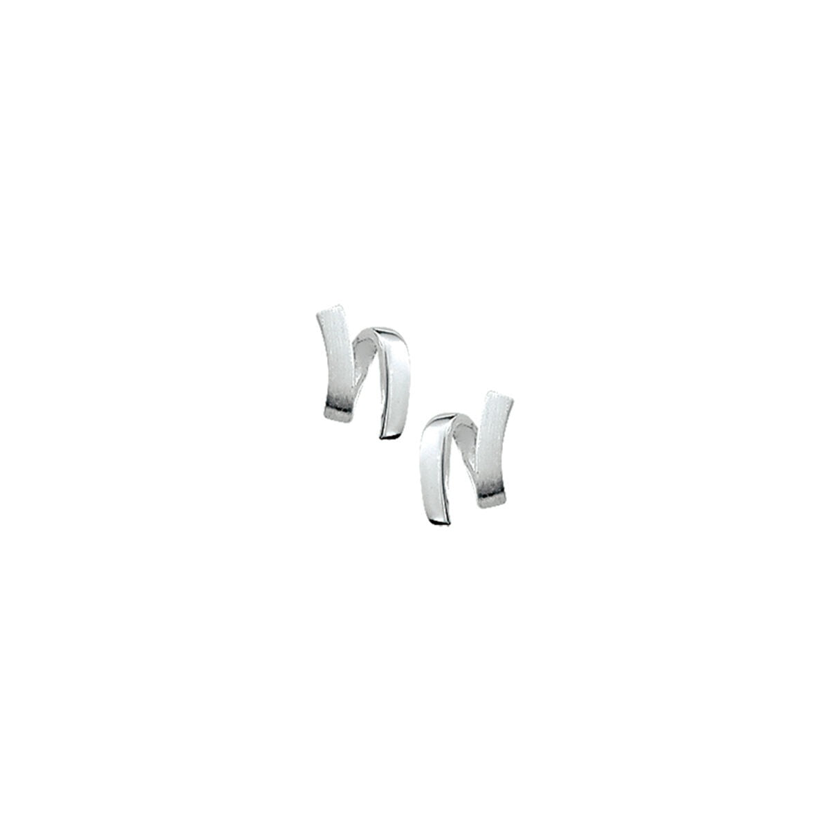 Orecchini in argento 925 rodiato con finitura opaca e lucida, forma stilizzata.